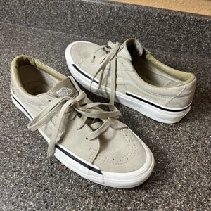 Vans Skate Shoes Sneakers Mens 10.5 Khaki Suede/Canvas Low Top Lace Up Womens 12